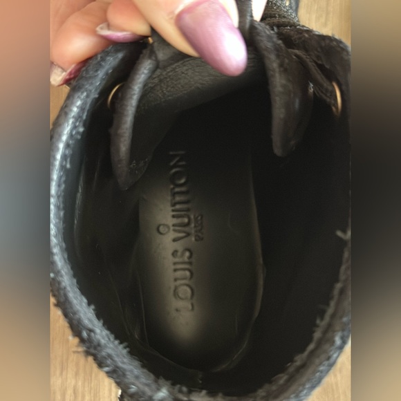 Louis Vuitton Black Suede Embellished Sneakers size US 6.5 - Picture 8 of 9